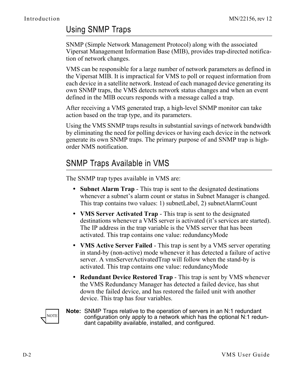 Using snmp traps, Snmp traps available in vms | Comtech EF Data VMS v3.12.x Vipersat User Manual | Page 452 / 558