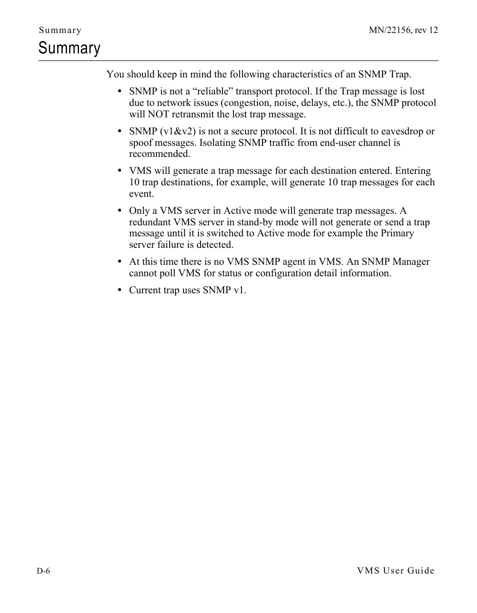 Summary, Summary . . . . . . . . . . . . . . . . . . . d-6 | Comtech EF Data VMS v3.12.x Vipersat User Manual | Page 456 / 558