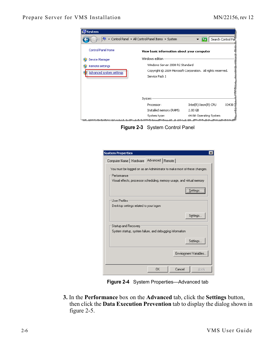 Figure 2-3 system control panel, Figure 2-4 system properties—advanced tab | Comtech EF Data VMS v3.12.x Vipersat User Manual | Page 46 / 558