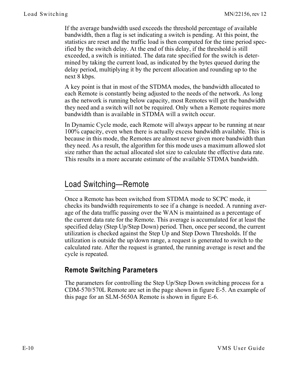 Load switching—remote, Remote switching parameters, Load switching—remote . . . . . . . . . e-10 | Remote switching parameters . . . . e-10 | Comtech EF Data VMS v3.12.x Vipersat User Manual | Page 466 / 558
