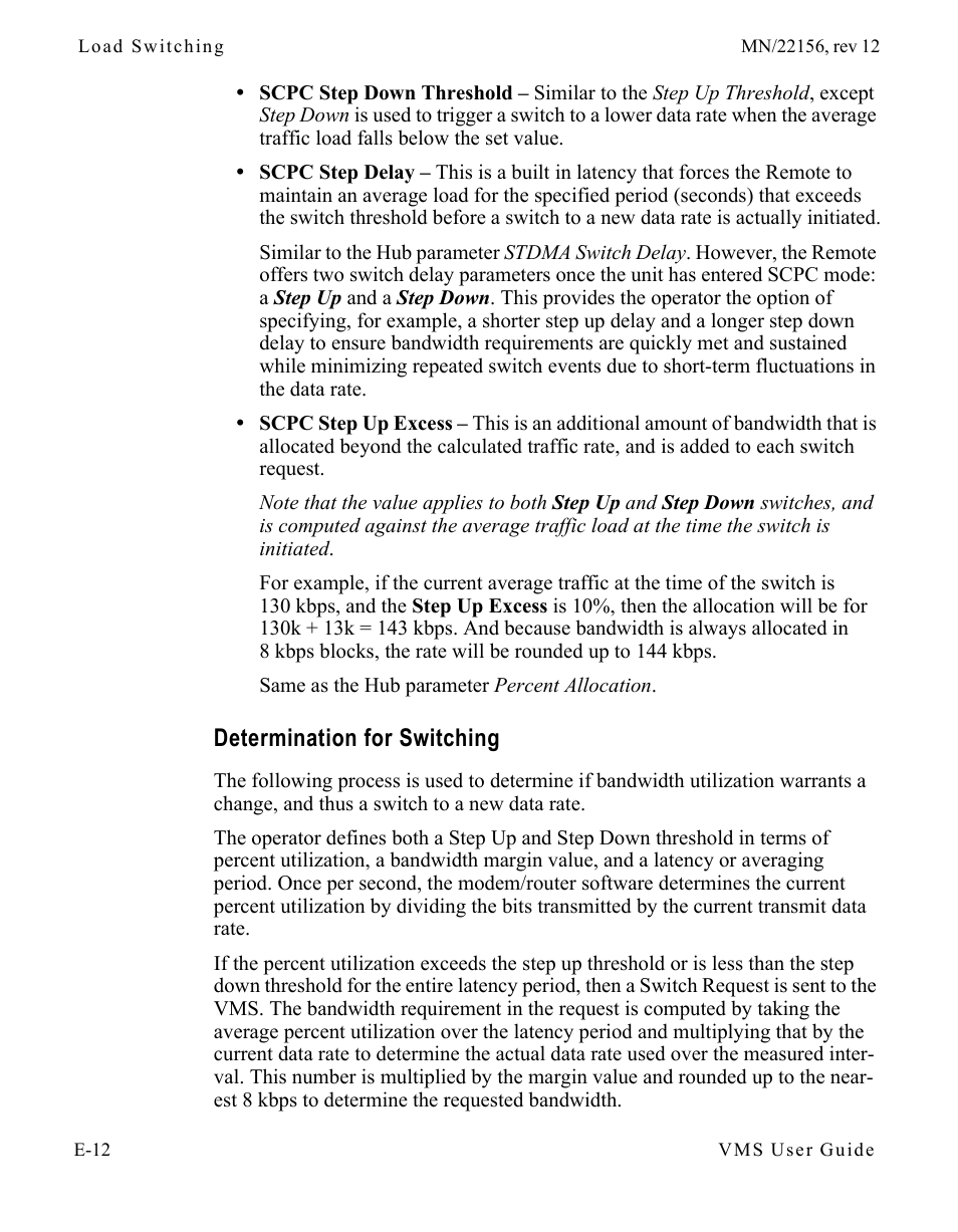 Determination for switching, Determination for switching . . . . . . e-12 | Comtech EF Data VMS v3.12.x Vipersat User Manual | Page 468 / 558