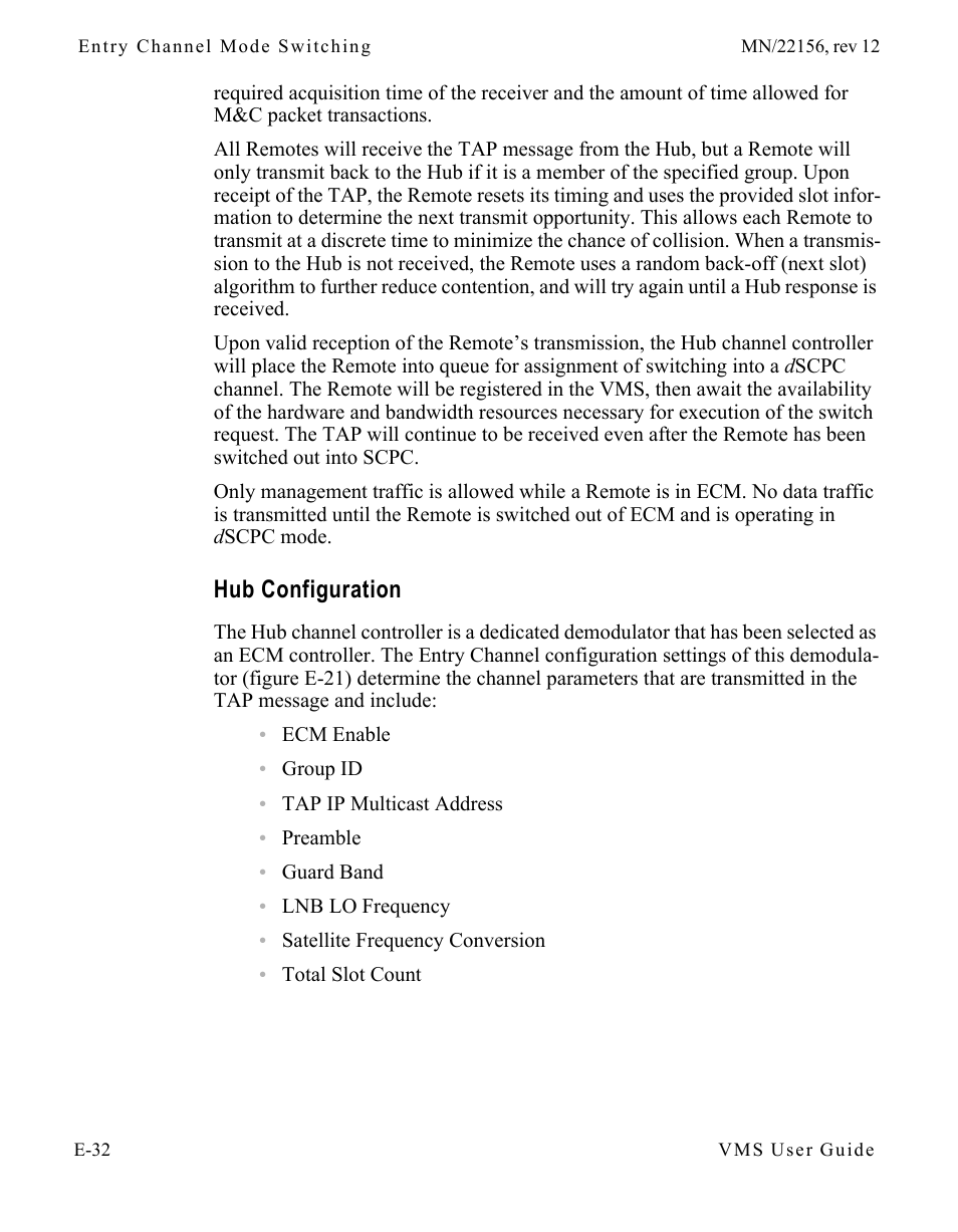 Hub configuration, Hub configuration . . . . . . . . . . . e-32 | Comtech EF Data VMS v3.12.x Vipersat User Manual | Page 488 / 558