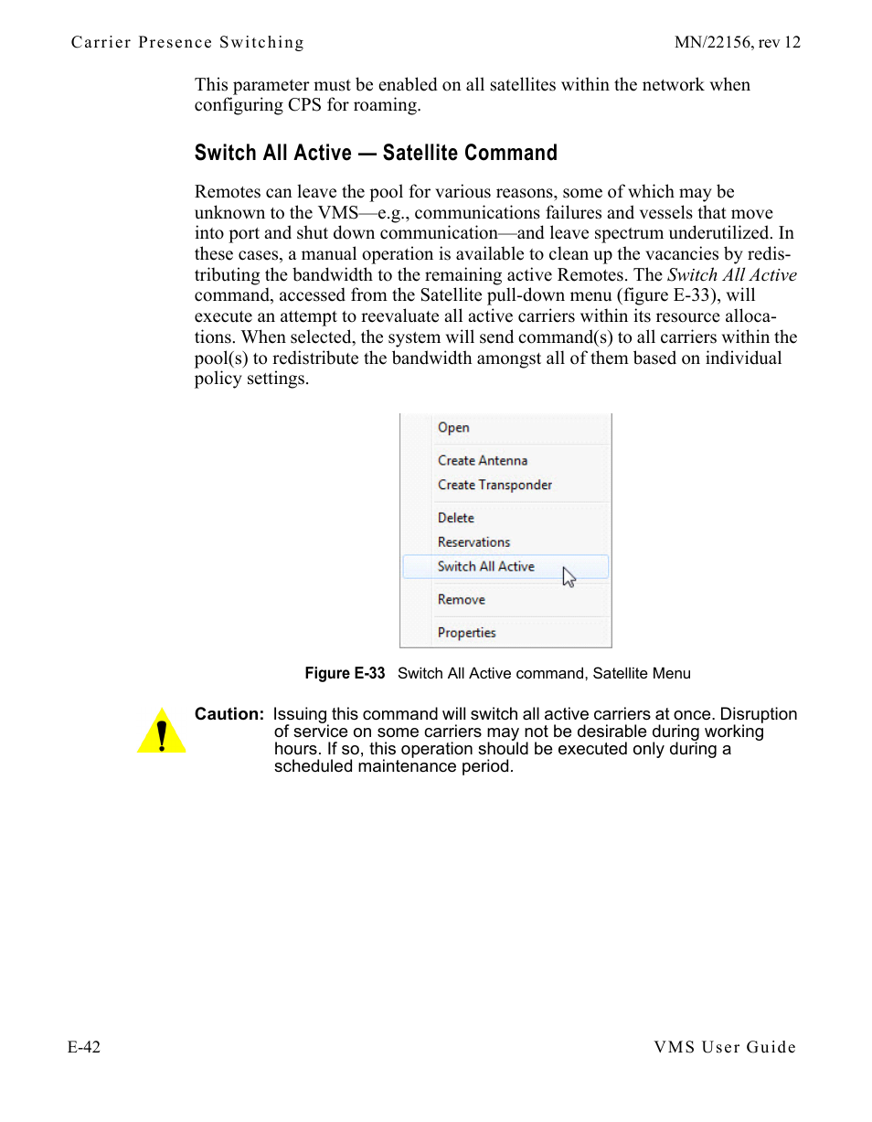 Switch all active — satellite command, Switch all active — satellite commande-42, Figure e-33 switch all active command, satellite | Menu | Comtech EF Data VMS v3.12.x Vipersat User Manual | Page 498 / 558