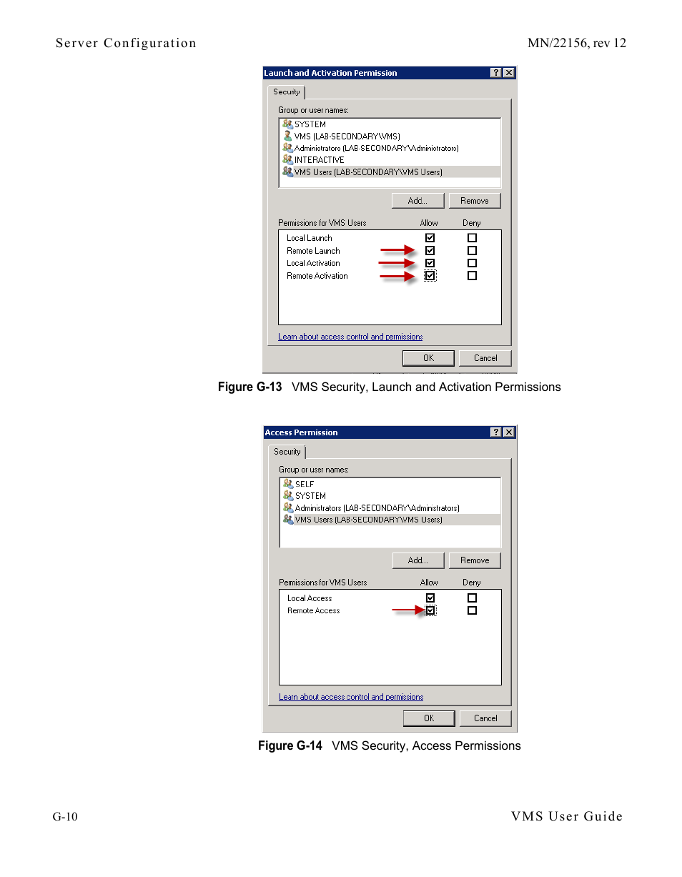 Figure g-13 vms security, launch and activation, Permissions, Figure g-14 vms security, access permissions | Comtech EF Data VMS v3.12.x Vipersat User Manual | Page 526 / 558