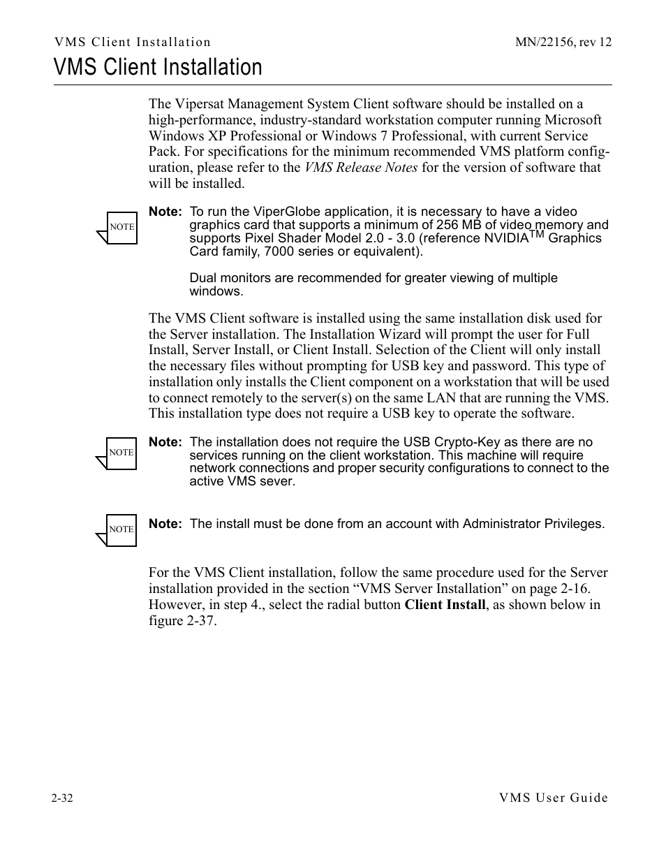 Vms client installation, Vms client installation -32 | Comtech EF Data VMS v3.12.x Vipersat User Manual | Page 72 / 558