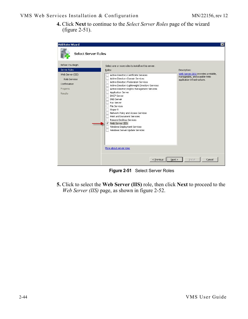 Figure 2-51 select server roles | Comtech EF Data VMS v3.12.x Vipersat User Manual | Page 84 / 558