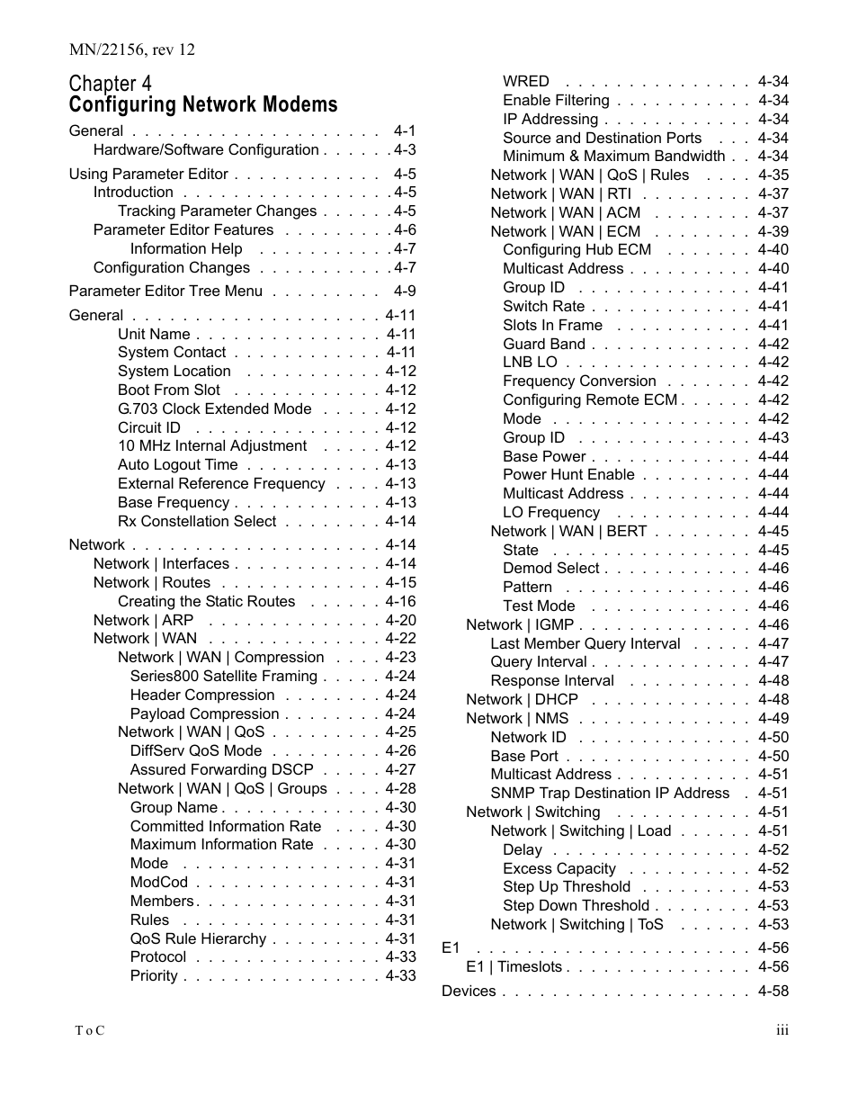 Chapter 4 configuring network modems | Comtech EF Data VMS v3.12.x Vipersat User Manual | Page 9 / 558