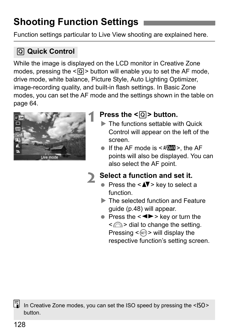 Shooting function settings | Canon EOS 600D User Manual | Page 128 / 328