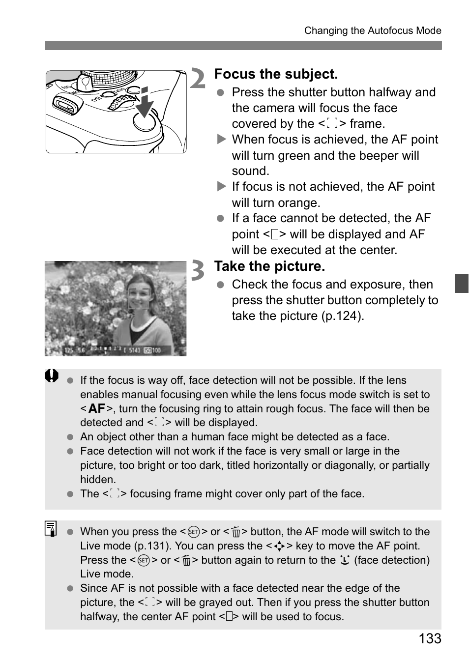 Focus the subject, Take the picture | Canon EOS 600D User Manual | Page 133 / 328