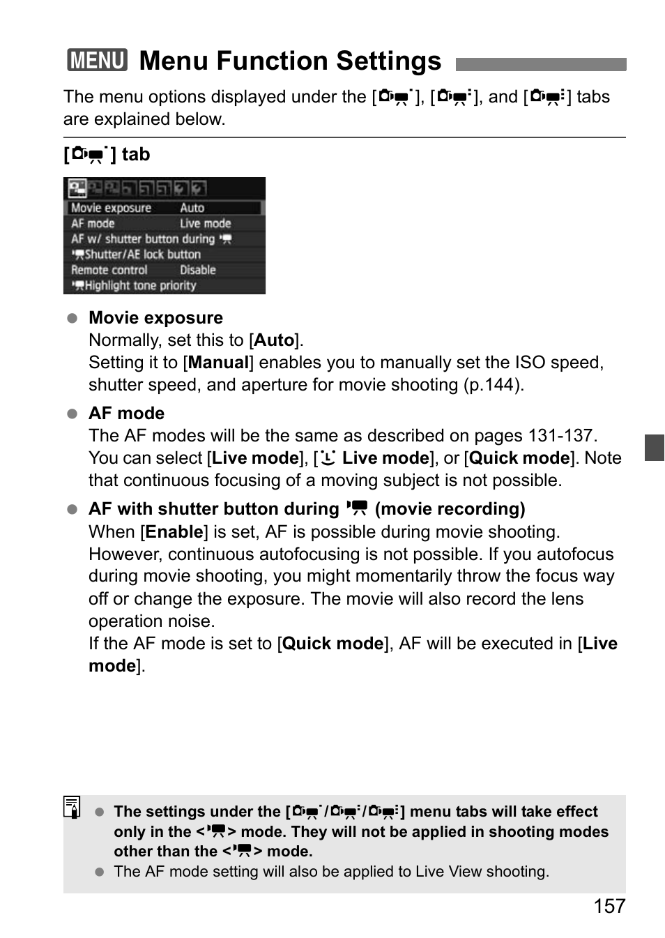 Menu function settings, 3menu function settings | Canon EOS 600D User Manual | Page 157 / 328