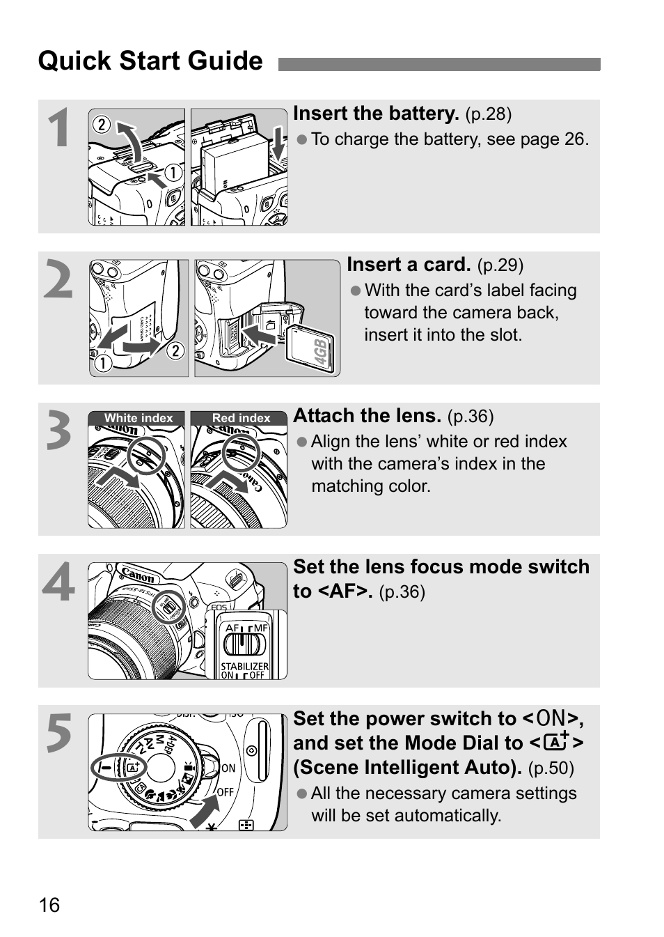 Quick start guide | Canon EOS 600D User Manual | Page 16 / 328