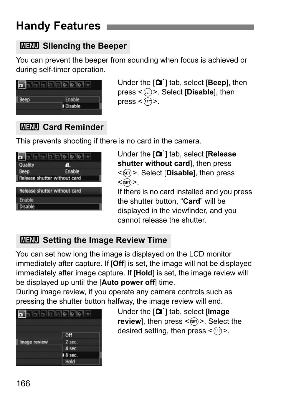 Handy features | Canon EOS 600D User Manual | Page 166 / 328