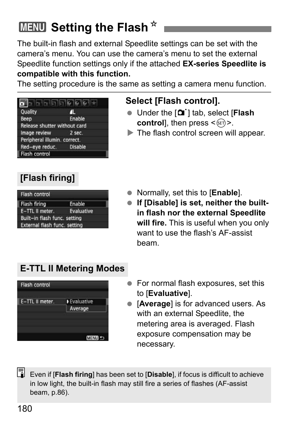 Setting the flash, 3setting the flash n | Canon EOS 600D User Manual | Page 180 / 328