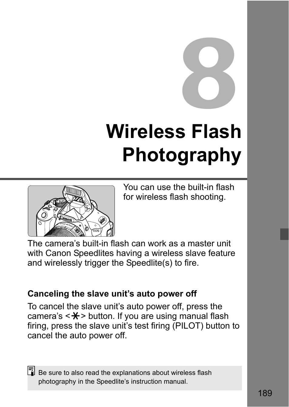 Wireless flash photography | Canon EOS 600D User Manual | Page 189 / 328