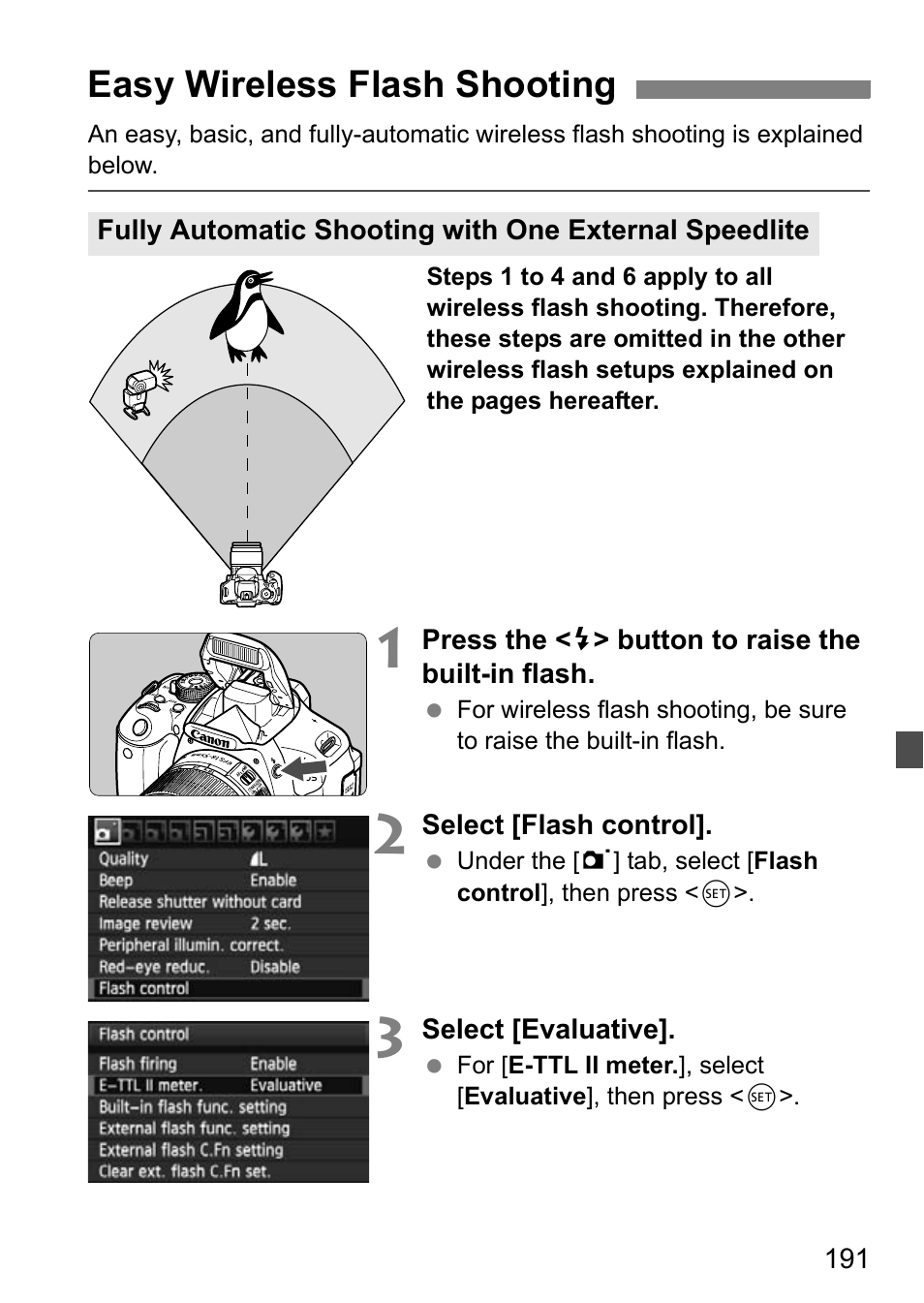 Easy wireless flash shooting | Canon EOS 600D User Manual | Page 191 / 328