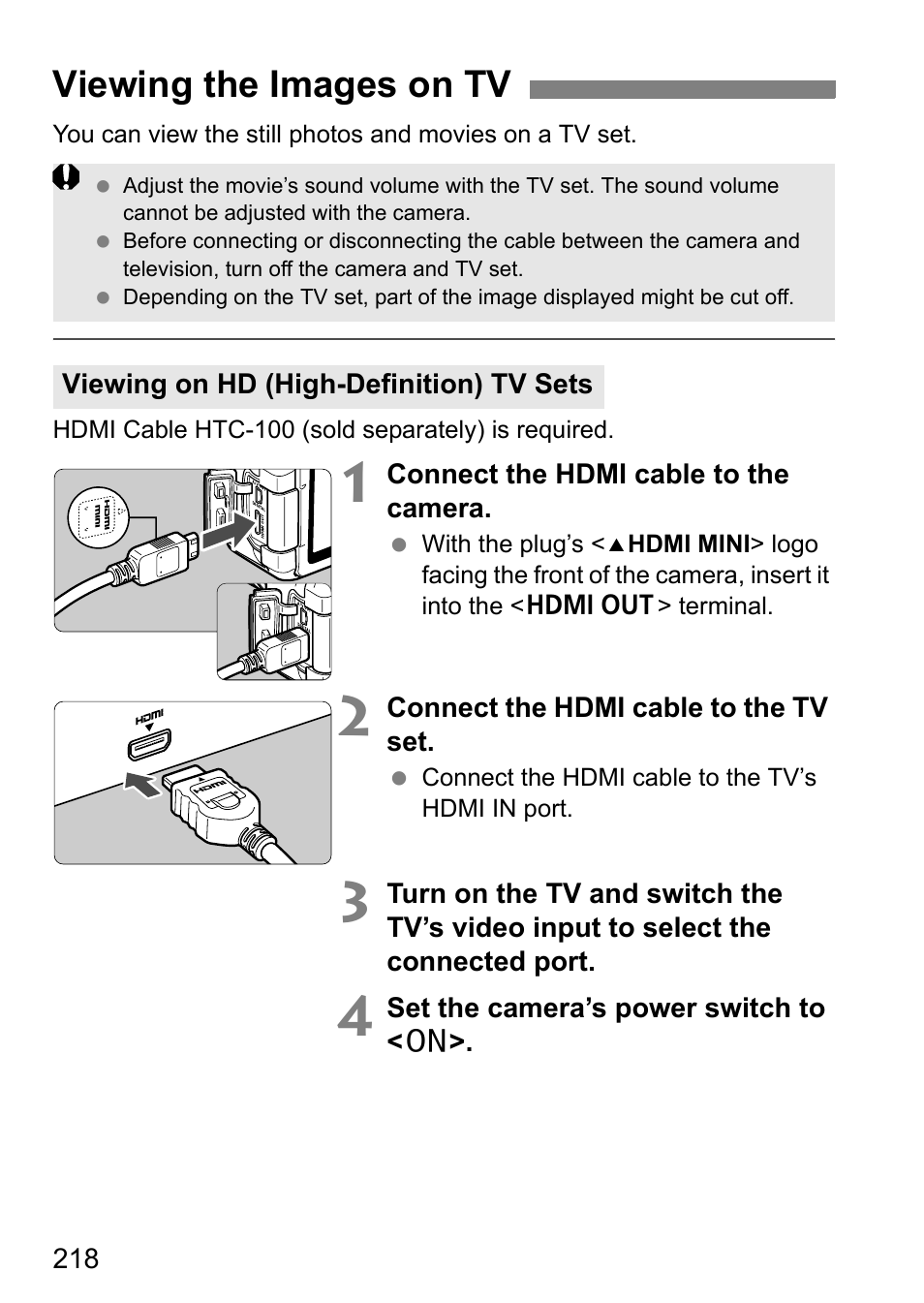 Viewing the images on tv | Canon EOS 600D User Manual | Page 218 / 328