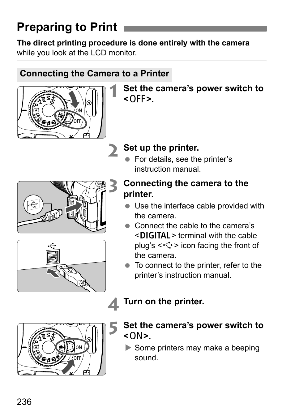 Preparing to print | Canon EOS 600D User Manual | Page 236 / 328