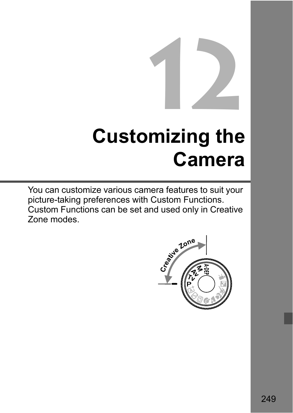 Customizing the camera | Canon EOS 600D User Manual | Page 249 / 328