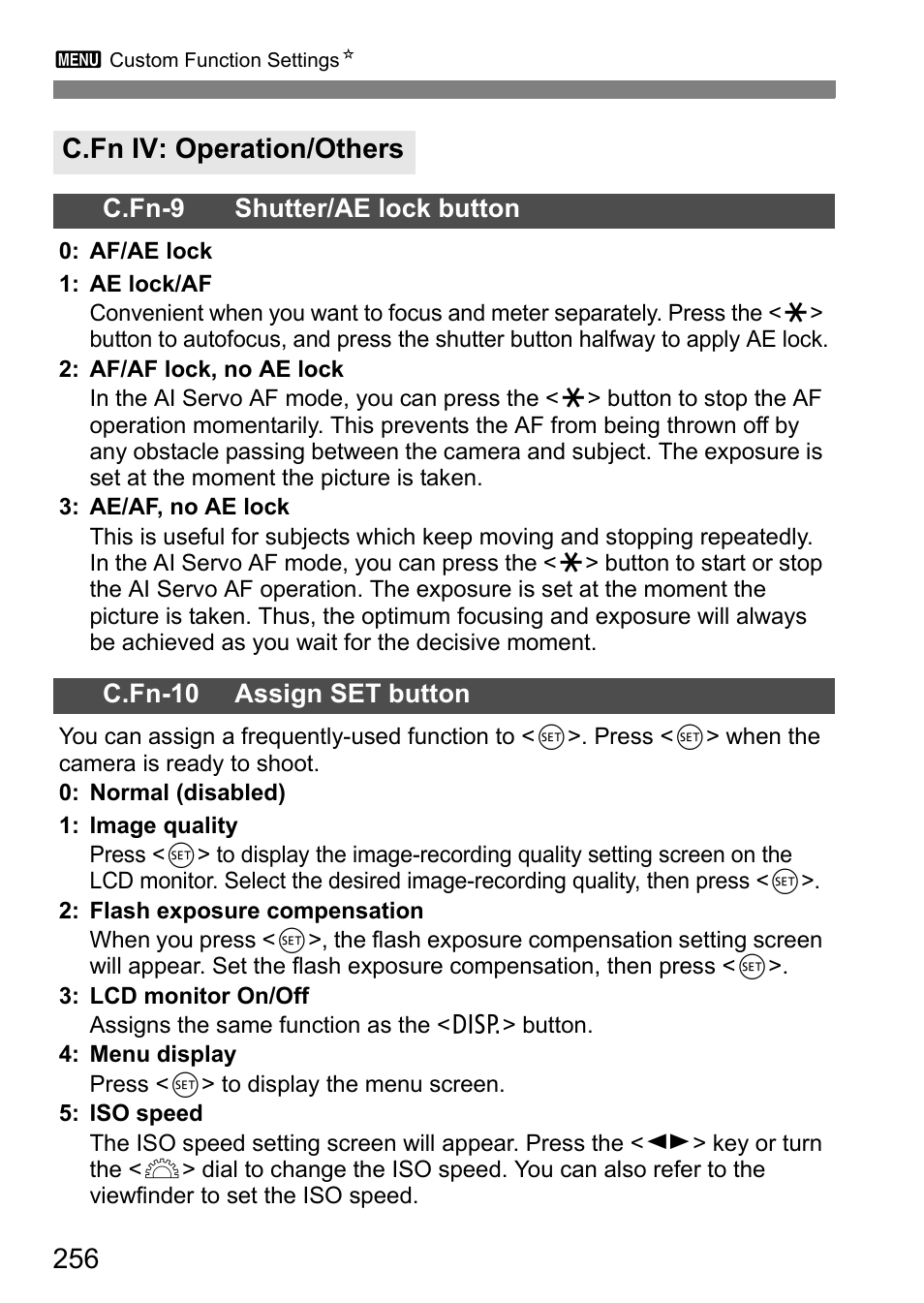 256 c.fn iv: operation/others | Canon EOS 600D User Manual | Page 256 / 328