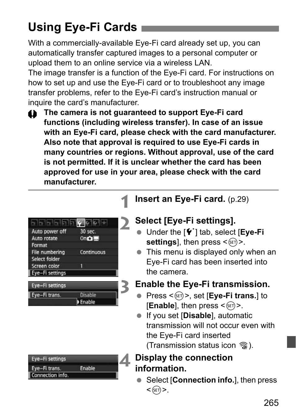 Using eye-fi cards | Canon EOS 600D User Manual | Page 265 / 328
