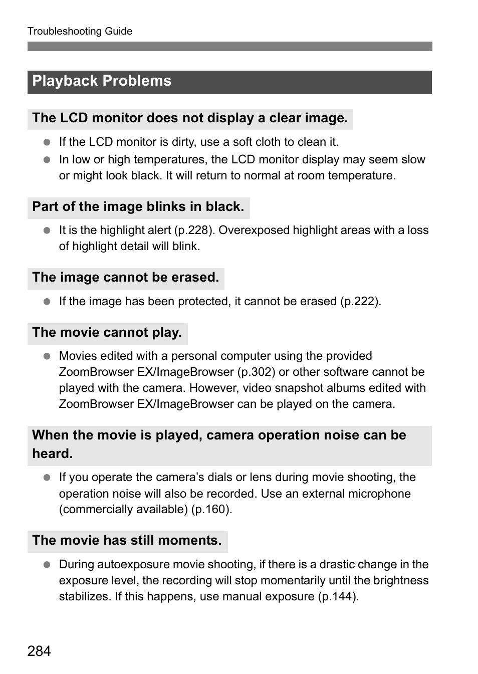Playback problems | Canon EOS 600D User Manual | Page 284 / 328