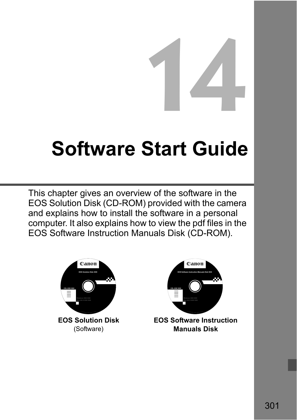 Software start guide, Eos solution disk, Eos software instruction manuals disk | Software) | Canon EOS 600D User Manual | Page 301 / 328