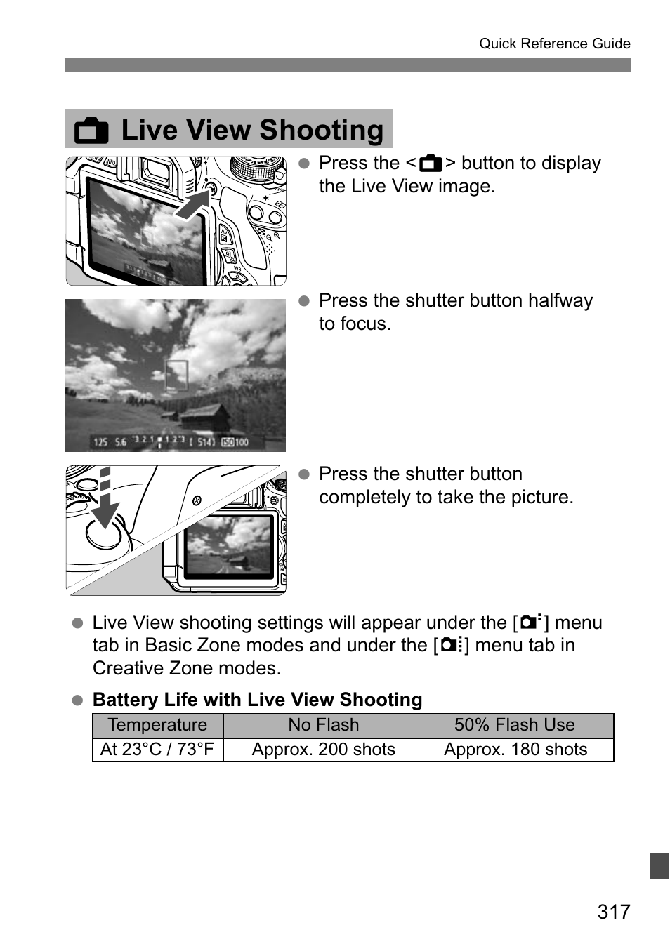 A live view shooting | Canon EOS 600D User Manual | Page 317 / 328