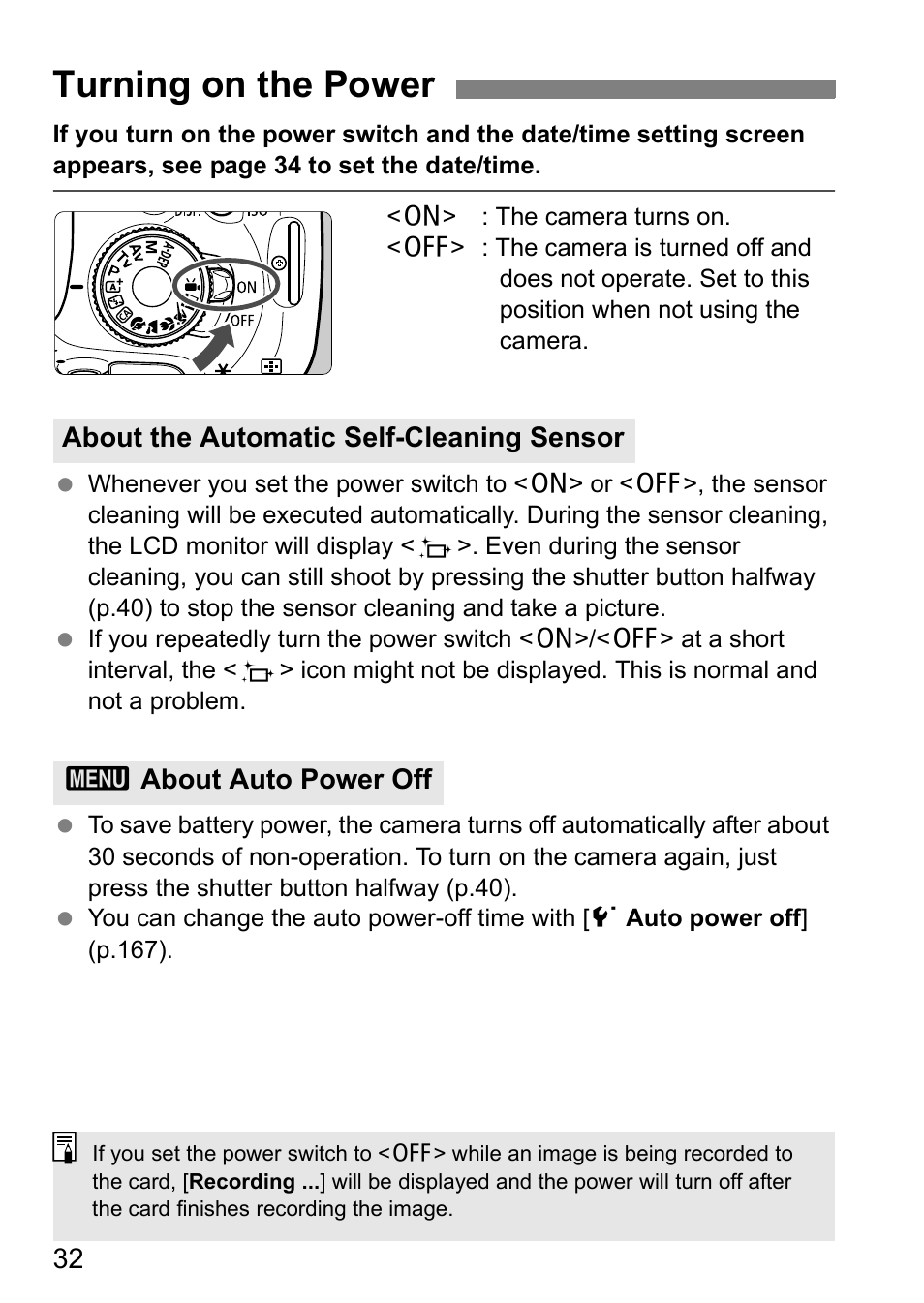 Turning on the power | Canon EOS 600D User Manual | Page 32 / 328