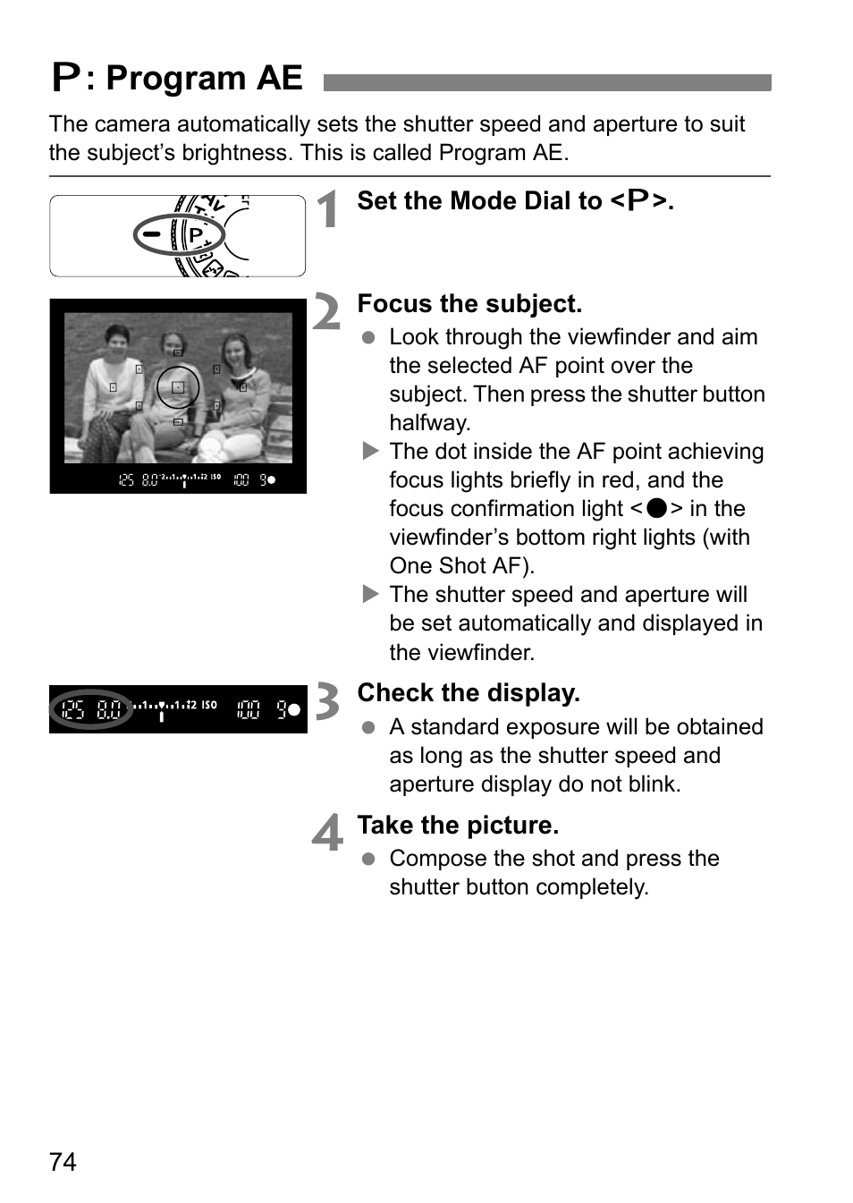 Program ae, D: program ae | Canon EOS 600D User Manual | Page 74 / 328