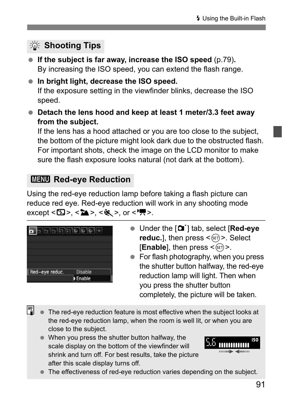 Shooting tips 3 red-eye reduction | Canon EOS 600D User Manual | Page 91 / 328