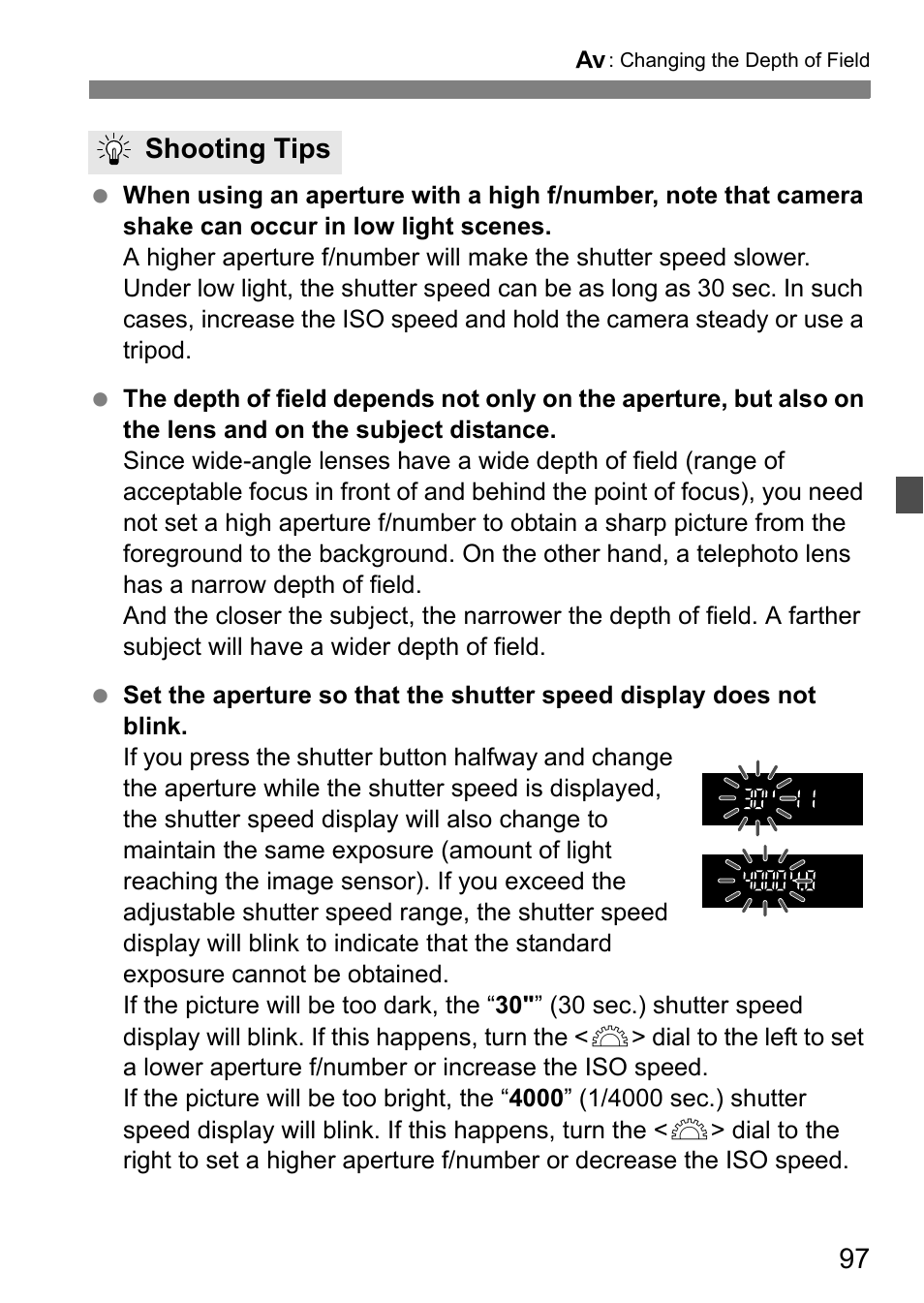 Shooting tips | Canon EOS 600D User Manual | Page 97 / 328