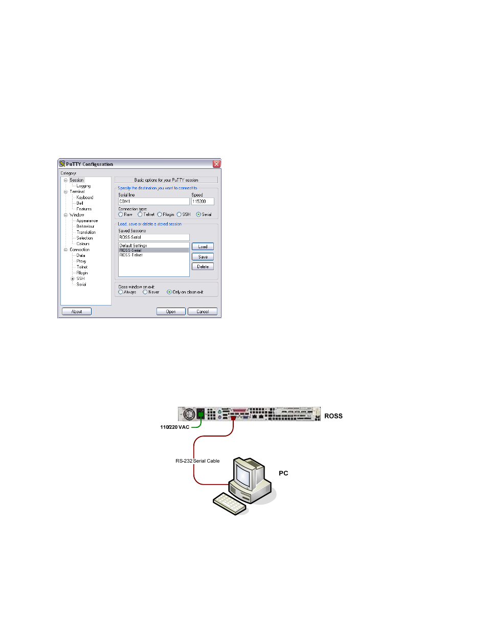 2 connecting to ross via serial interface, Connecting to ross via serial interface | Comtech EF Data ROSS User Manual | Page 28 / 87
