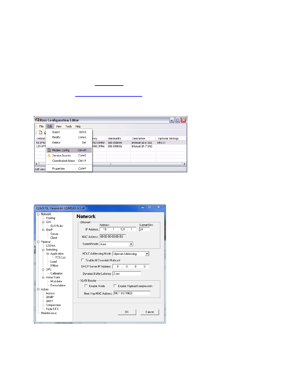 7 edit modem configuration file, Edit modem configuration file | Comtech EF Data ROSS User Manual | Page 55 / 87