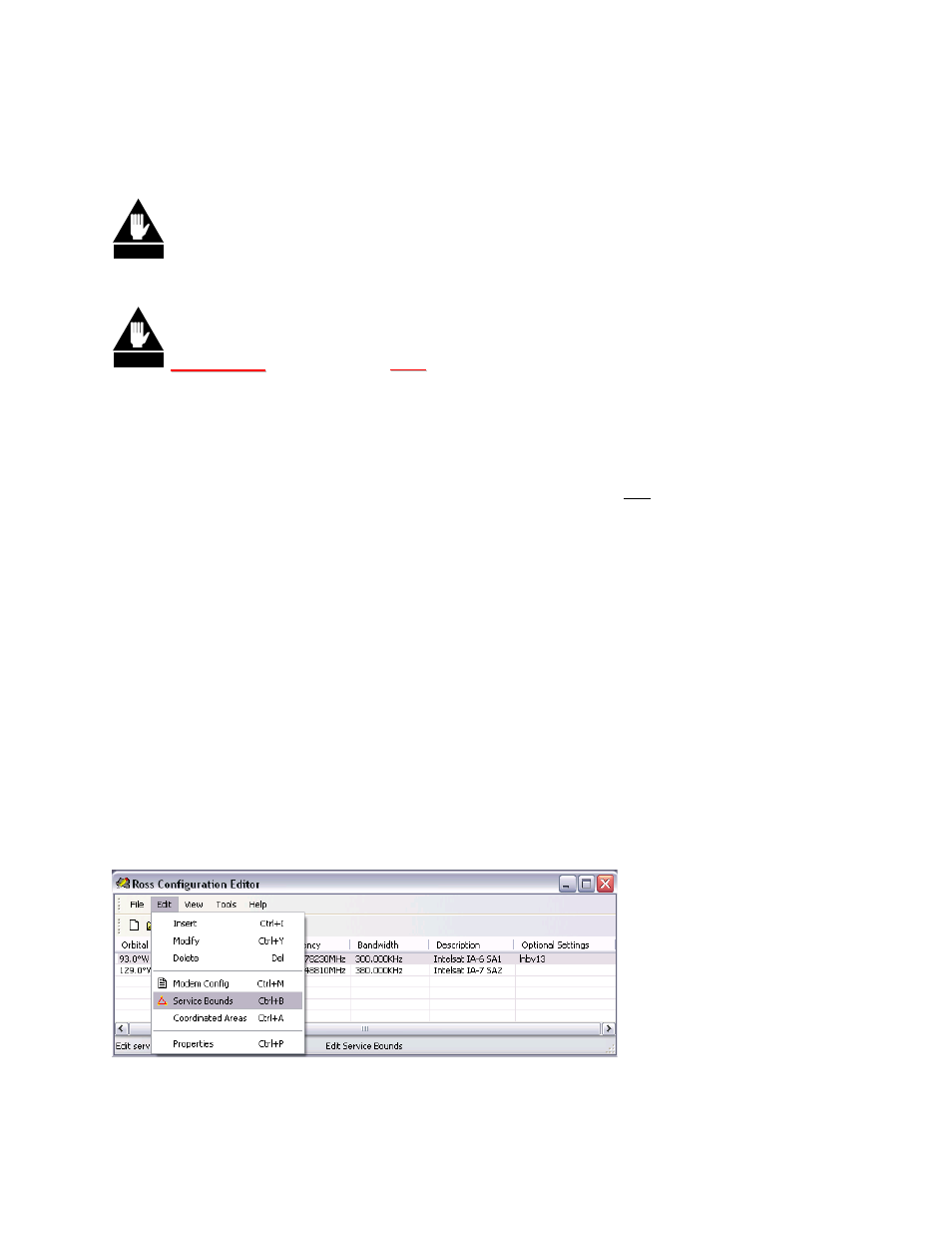 8 edit service bounds, Edit service bounds | Comtech EF Data ROSS User Manual | Page 56 / 87