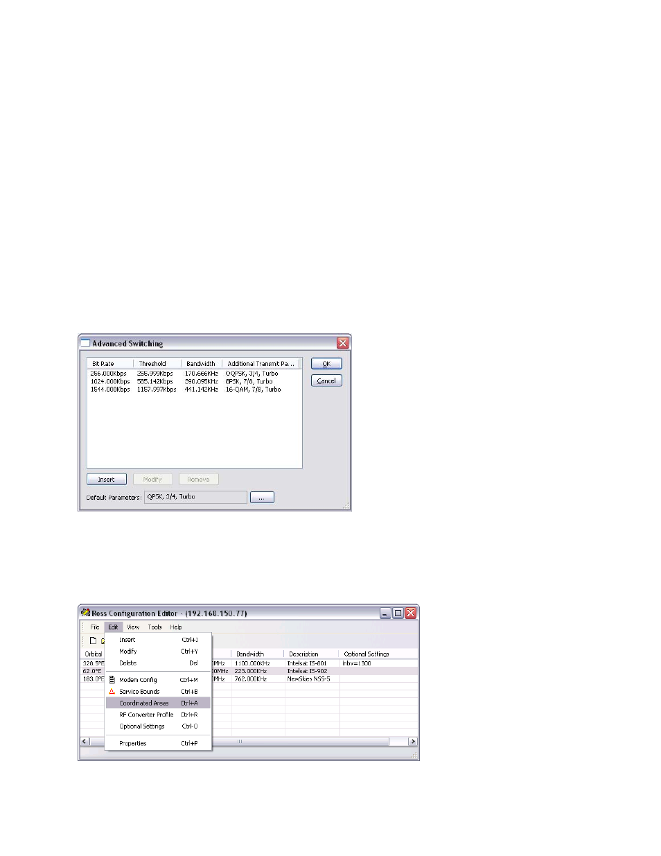 11 service bound advanced switching, 12 edit coordinated areas, Service bound advanced switching | Edit coordinated areas | Comtech EF Data ROSS User Manual | Page 60 / 87