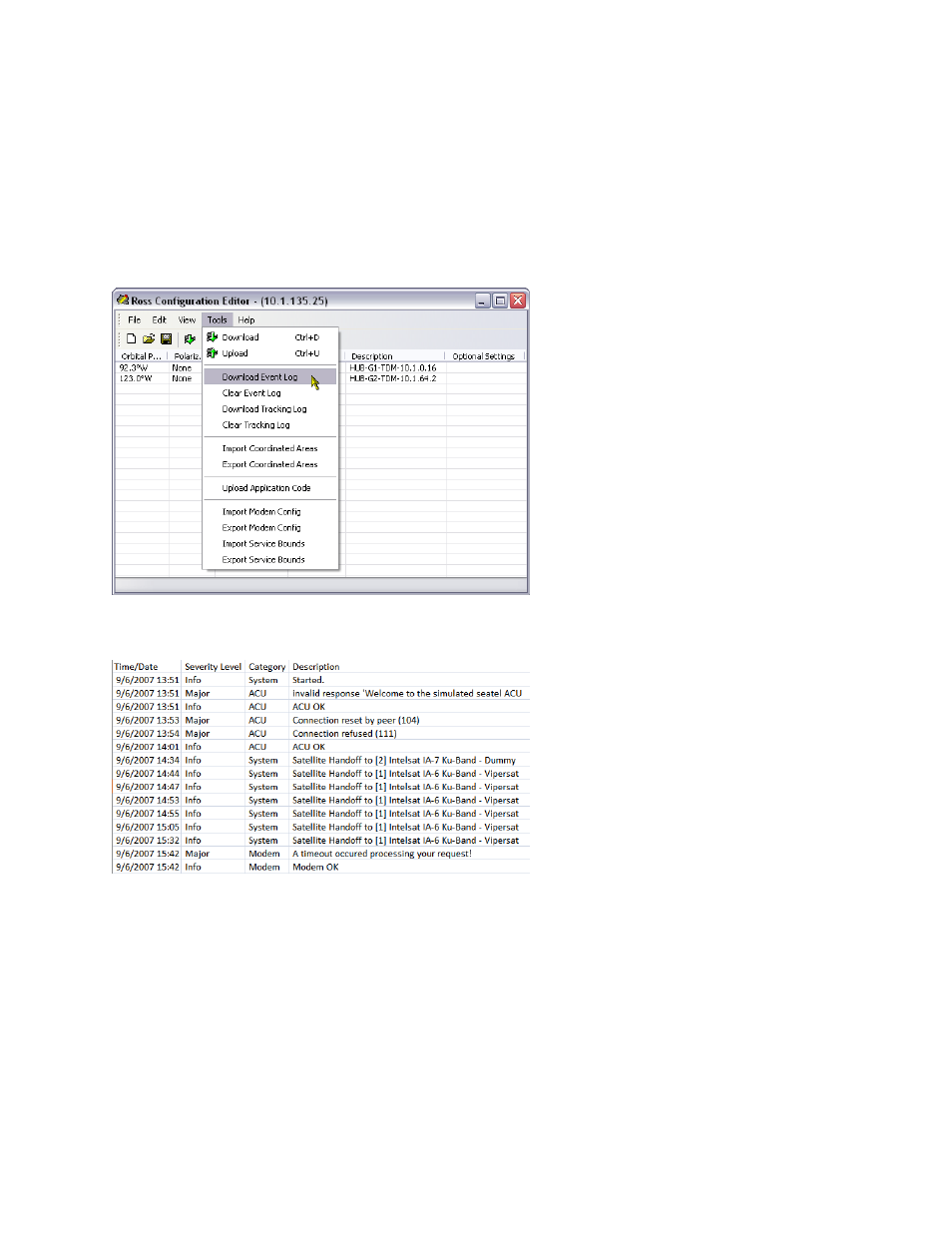 21 tools download event log, Tools download event log | Comtech EF Data ROSS User Manual | Page 68 / 87