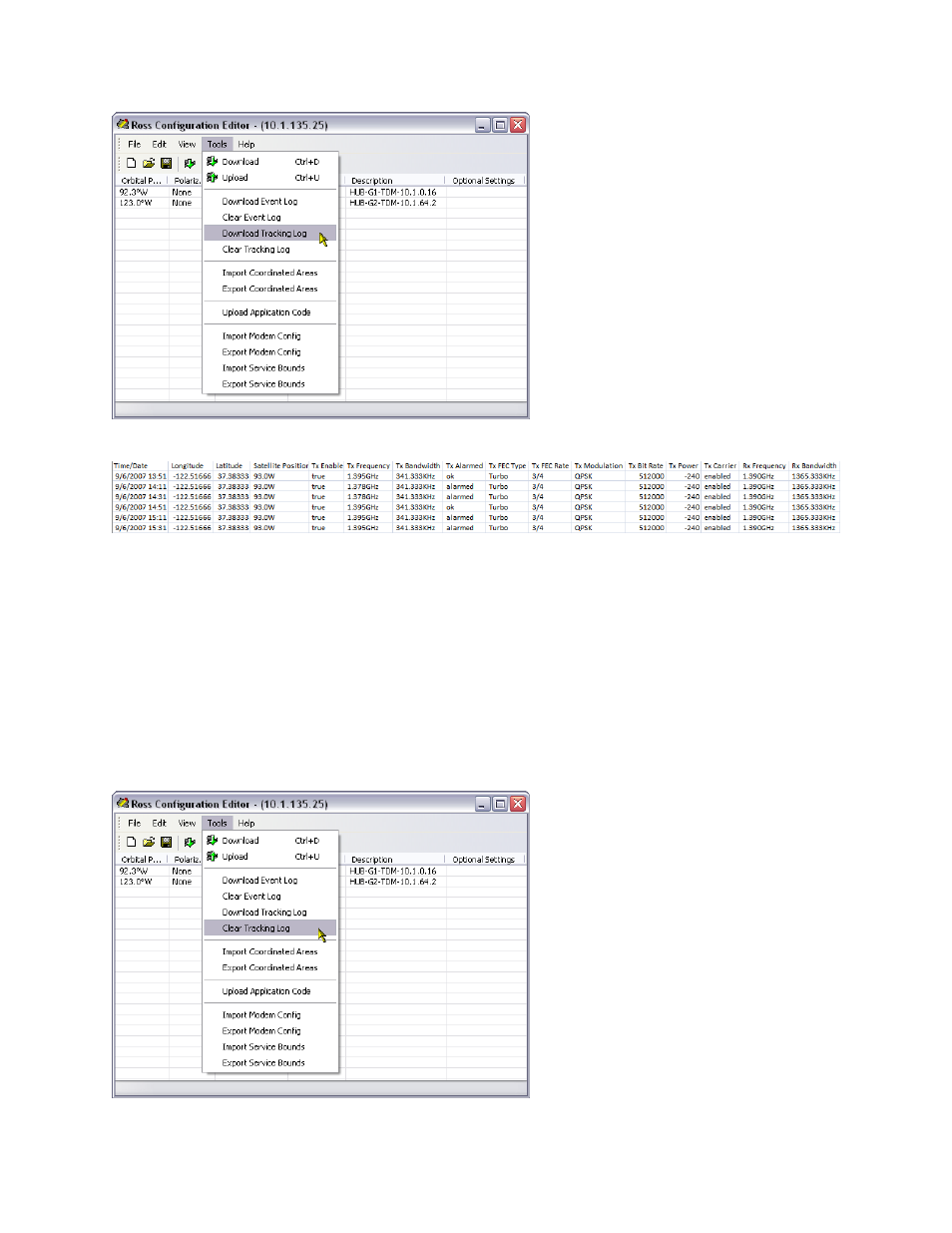 24 clear tracking log, Clear tracking log | Comtech EF Data ROSS User Manual | Page 70 / 87