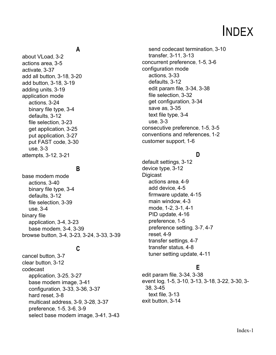 Index, Ndex | Comtech EF Data Vipersat Load Utility v3.5.x User Manual | Page 103 / 106