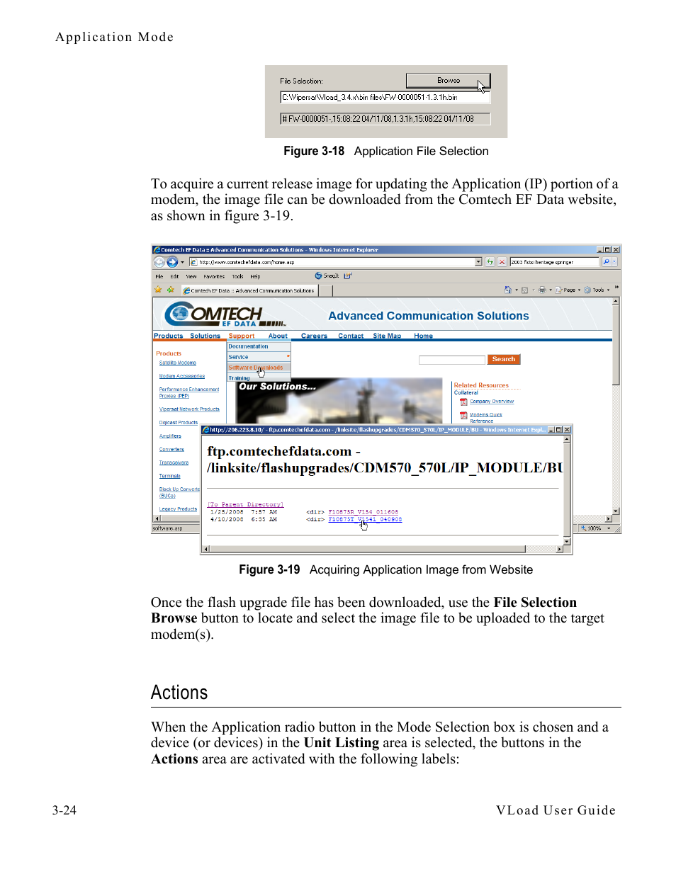 Actions, Actions -24, Website -24 | Comtech EF Data Vipersat Load Utility v3.5.x User Manual | Page 48 / 106