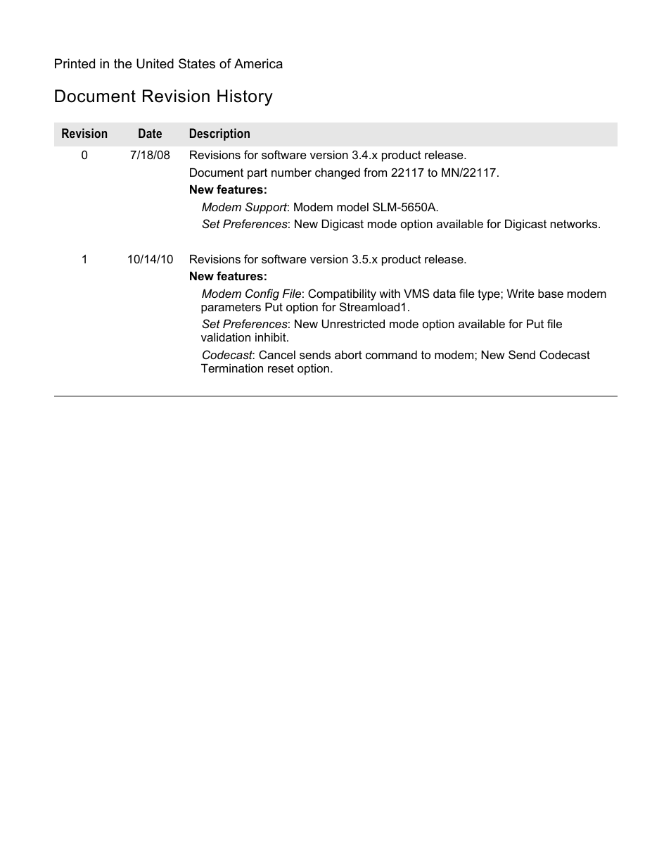 Document revision history | Comtech EF Data Vipersat Load Utility v3.5.x User Manual | Page 5 / 106