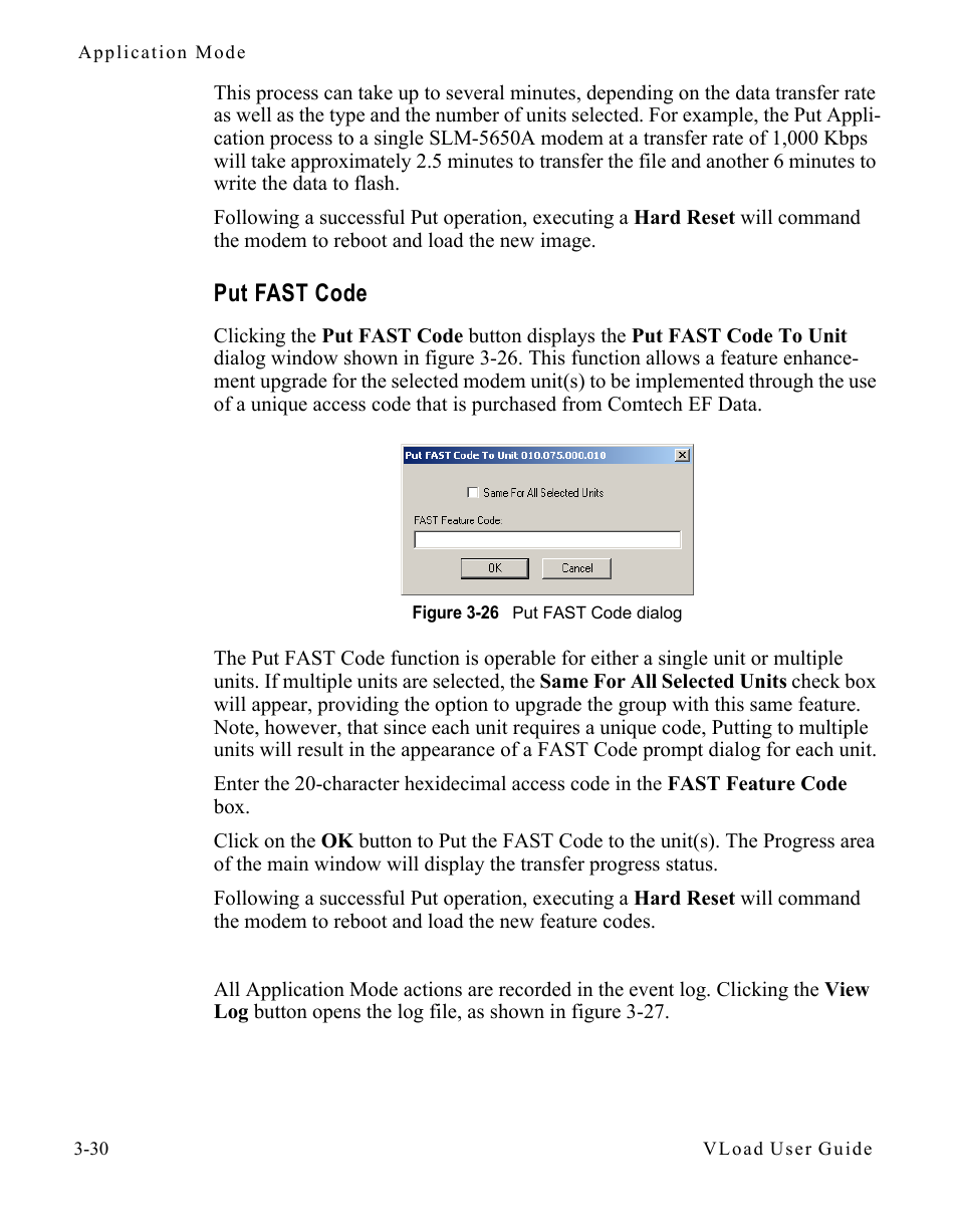 Put fast code, Put fast code -30, Figure 3-26 put fast code dialog -30 | Comtech EF Data Vipersat Load Utility v3.5.x User Manual | Page 54 / 106