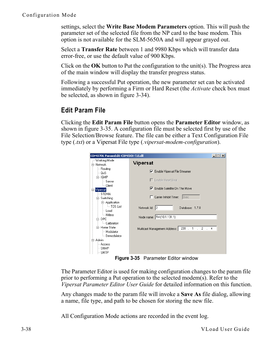 Edit param file, Edit param file -38, Figure 3-35 parameter editor window -38 | Comtech EF Data Vipersat Load Utility v3.5.x User Manual | Page 62 / 106
