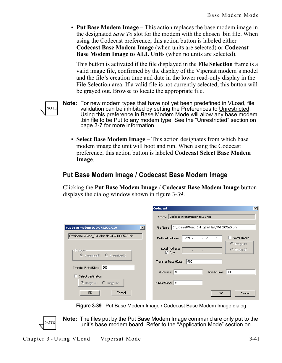 Put base modem image / codecast base modem image, Put base modem image / codecast base, Modem image -41 | Figure 3-39 put base modem image / codecast, Base modem image dialog -41 | Comtech EF Data Vipersat Load Utility v3.5.x User Manual | Page 65 / 106