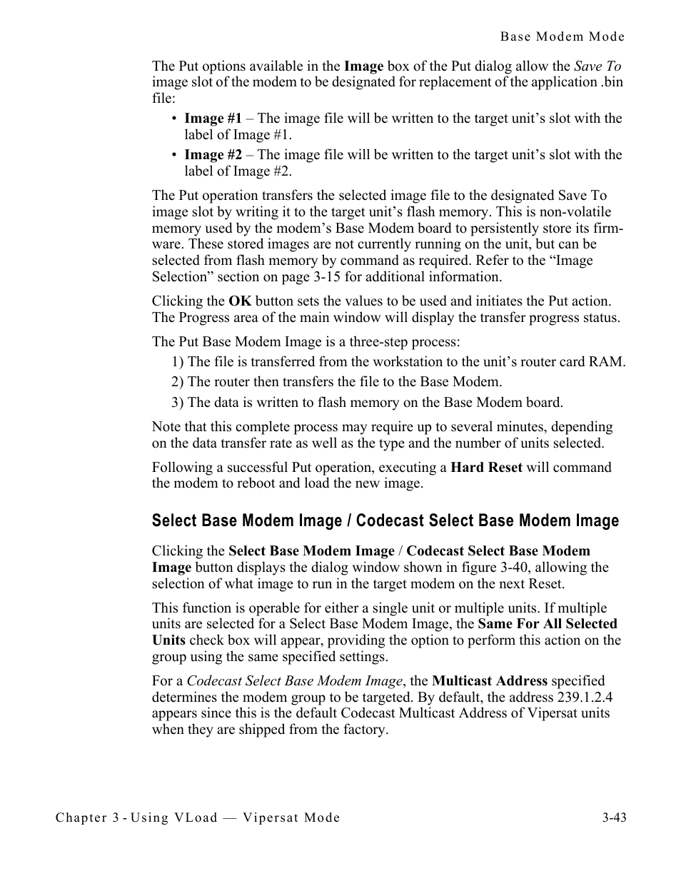 Select base modem image / codecast, Select base modem image -43 | Comtech EF Data Vipersat Load Utility v3.5.x User Manual | Page 67 / 106