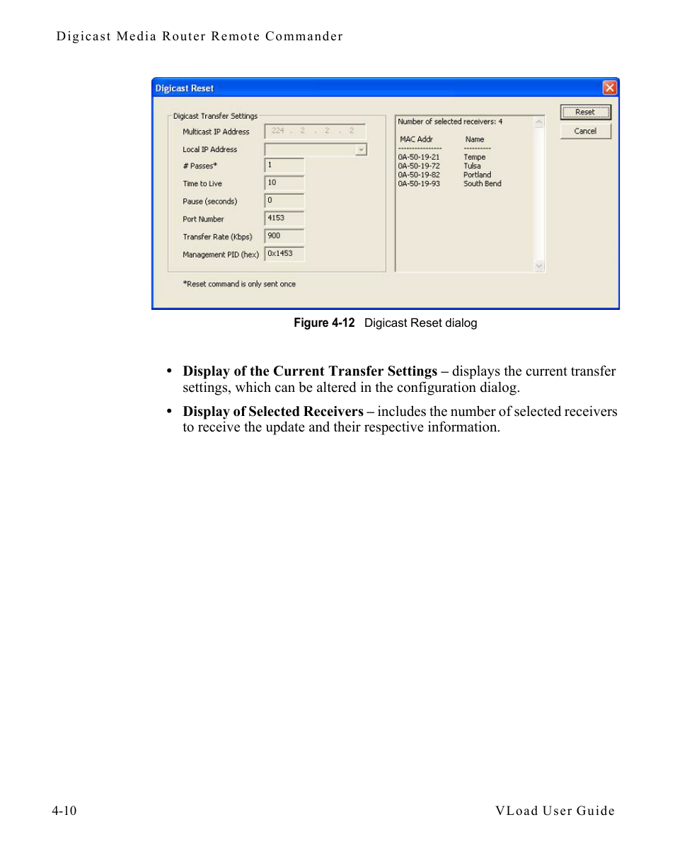 Figure 4-12 digicast reset dialog -10 | Comtech EF Data Vipersat Load Utility v3.5.x User Manual | Page 80 / 106