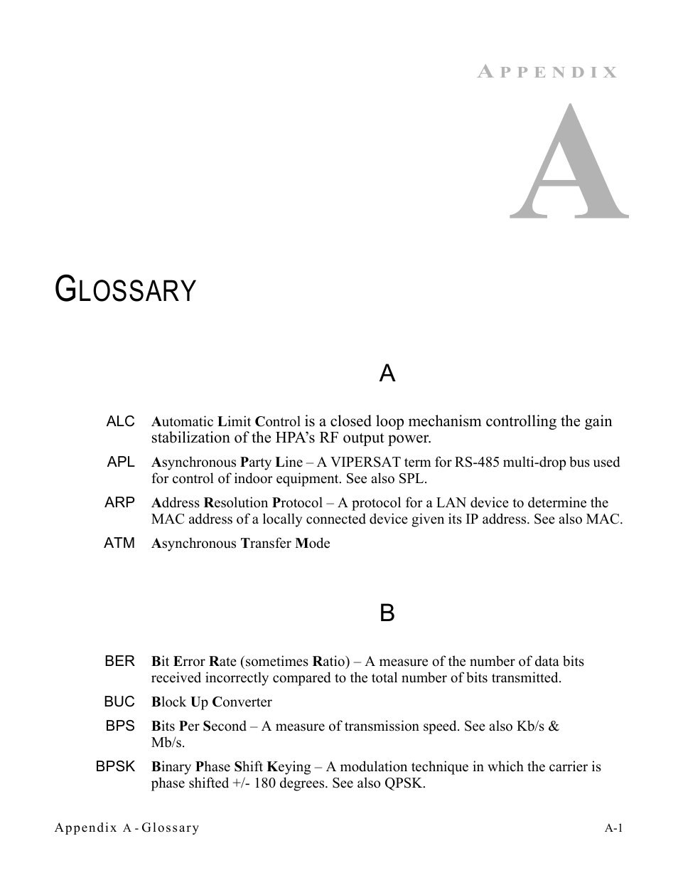 Glossary, Lossary | Comtech EF Data VIPERSAT File Streamer v1.2.x User Manual | Page 45 / 56