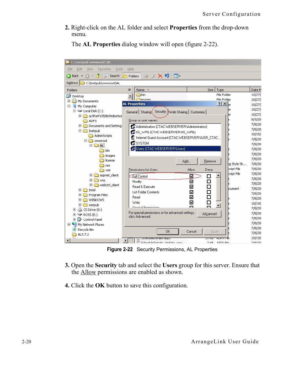 Figure 2-22 security permissions, al properties | Comtech EF Data Vipersat Circuit Scheduler v3.7.x ArrangeLink User Manual | Page 38 / 88