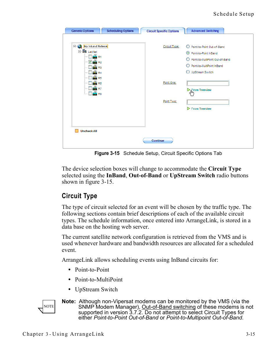 Circuit type, Circuit type -15, Figure 3-15 schedule setup, circuit specific | Options tab | Comtech EF Data Vipersat Circuit Scheduler v3.7.x ArrangeLink User Manual | Page 57 / 88