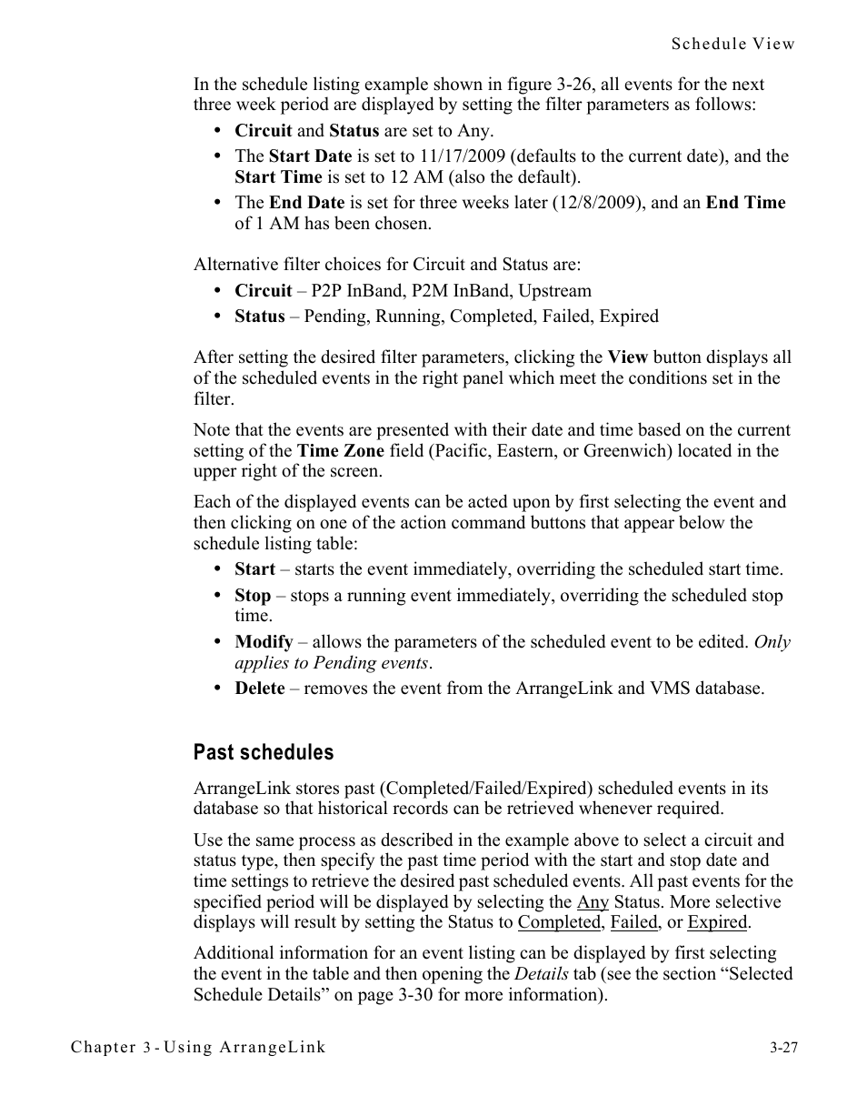 Past schedules, Past schedules -27 | Comtech EF Data Vipersat Circuit Scheduler v3.7.x ArrangeLink User Manual | Page 69 / 88