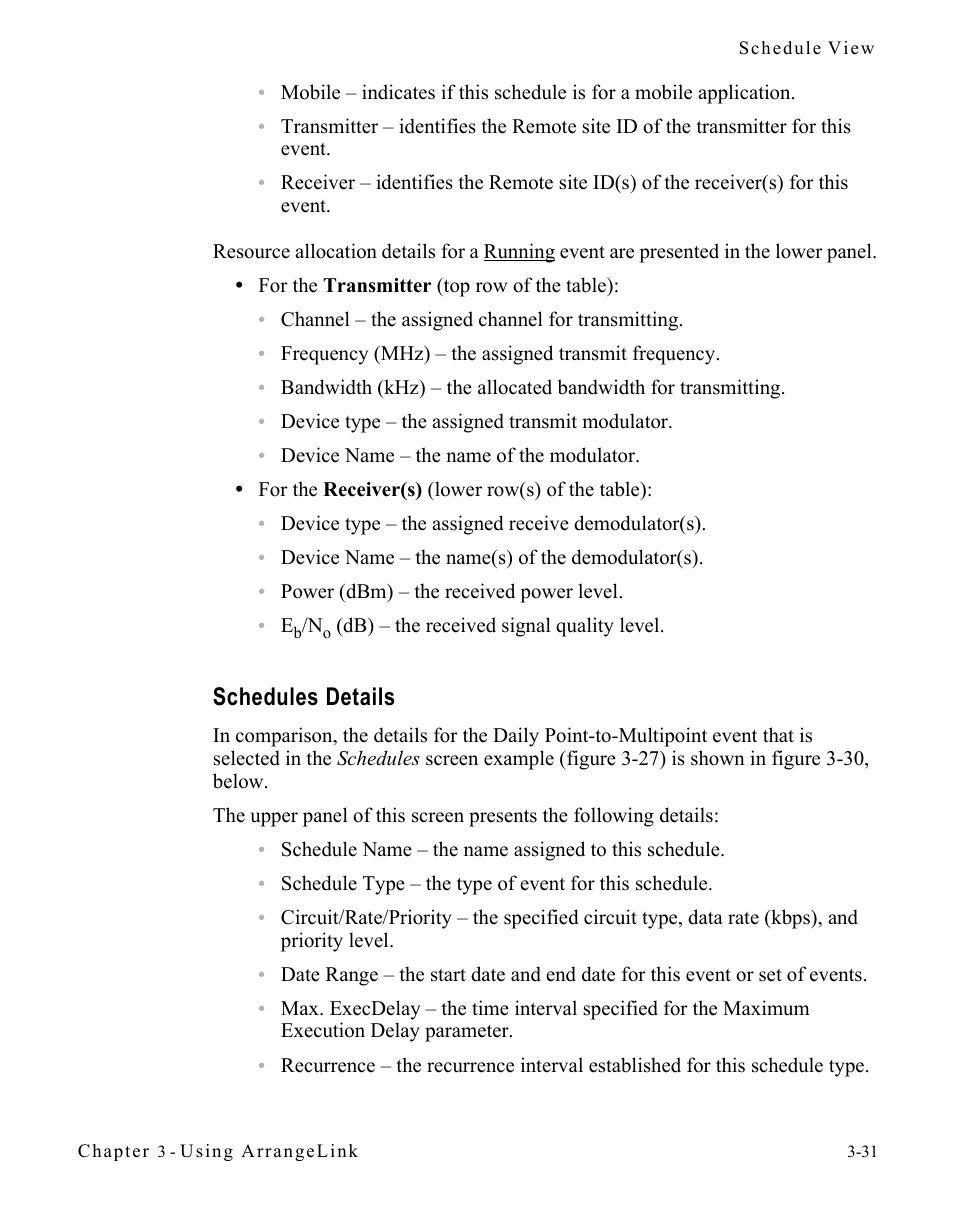 Schedules details, Schedules details -31 | Comtech EF Data Vipersat Circuit Scheduler v3.7.x ArrangeLink User Manual | Page 73 / 88
